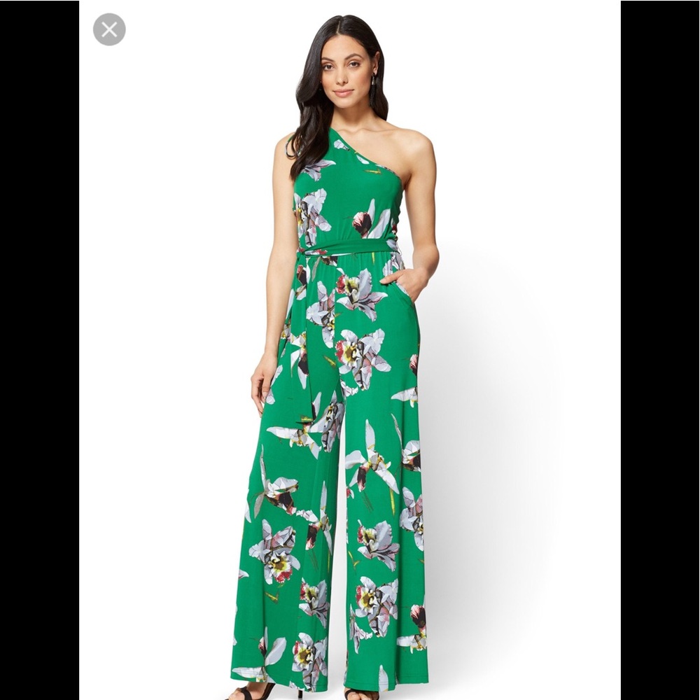 New York & Company one shoulder jumpsuit.